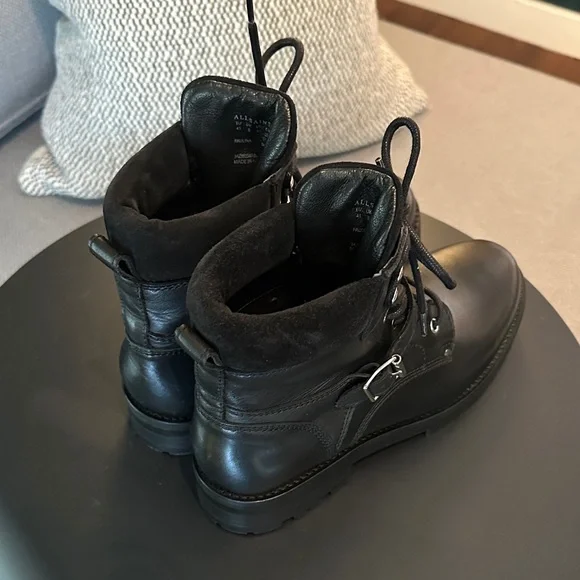 All Saints Black Combat & Moto Boots - Picture 2 of 4